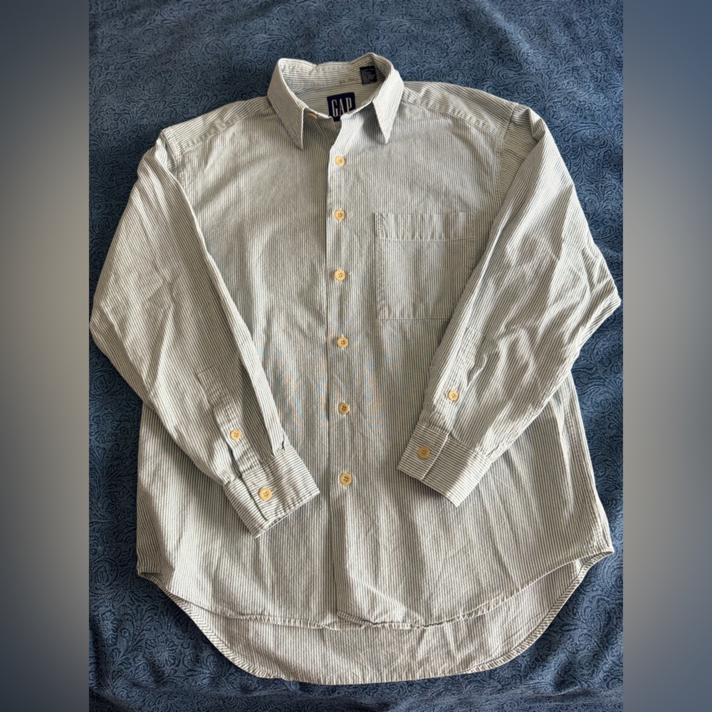 Bundle of 3 Gap Men's Plaid Button Down Shirts Neutral Blue Tan| Size S - Picture 6 of 7